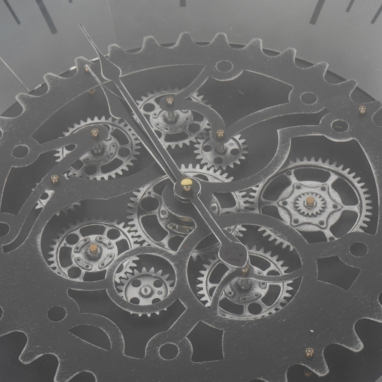 Palladium Black & Glass Moving Dials Clock Side Table